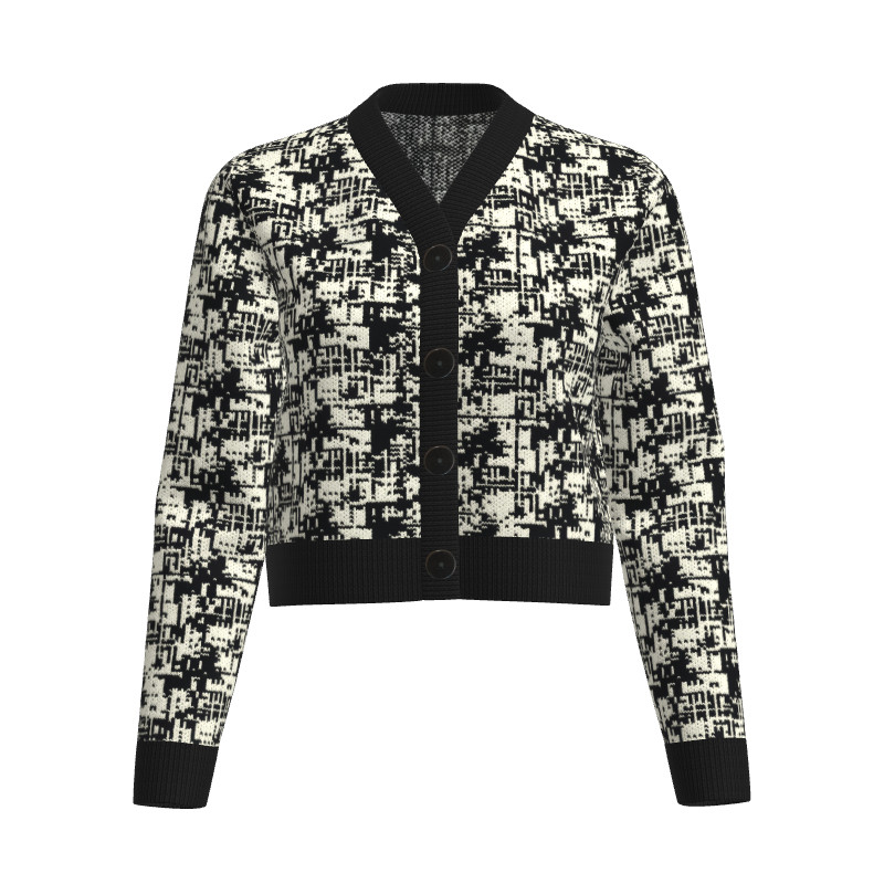 Merino Jacquard Wool Lady's Cardigan