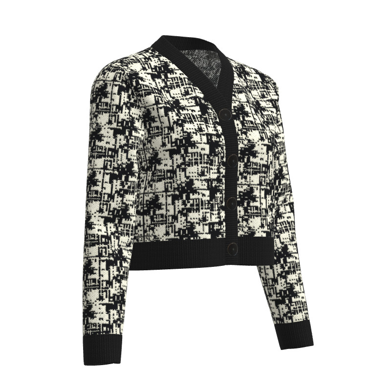 Merino Jacquard Wool Lady's Cardigan