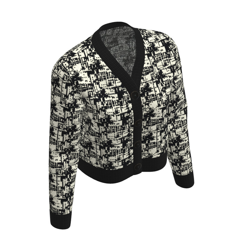 Merino Jacquard Wool Lady's Cardigan